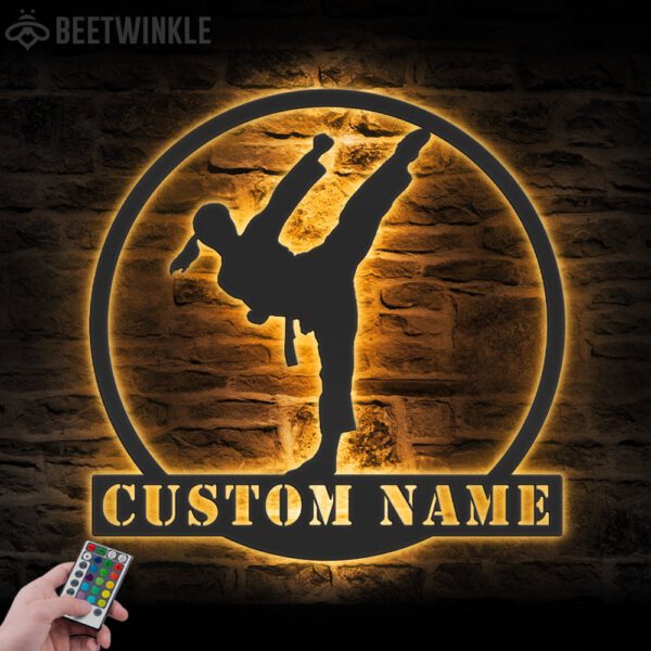 Custom-Girl-Karate-Martial-Arts-Metal-Wall-Art-with-LED-Light-5