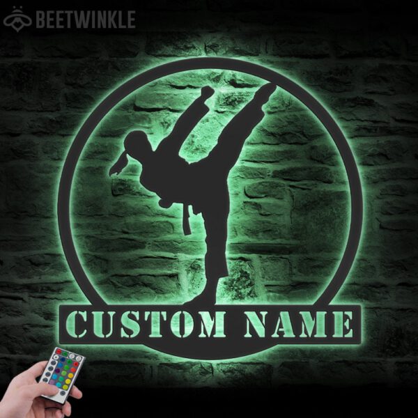 Custom-Girl-Karate-Martial-Arts-Metal-Wall-Art-with-LED-Light