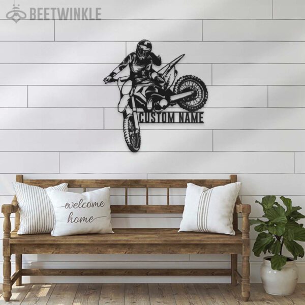 Custom-Girl-Motocross-Biker-Metal-Wall-Art-LED-Light-6