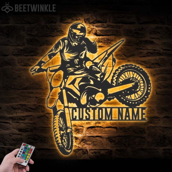 Custom-Girl-Motocross-Biker-Metal-Wall-Art-LED-Light-7