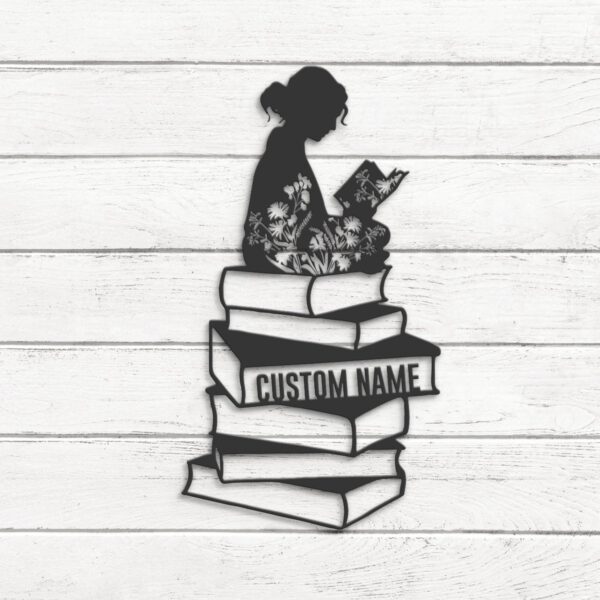 Custom-Girl-Reading-Book-Metal-Wall-Art-LED-Light