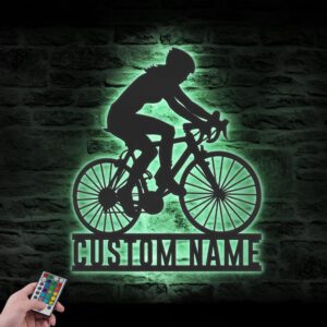 Custom-Girl-Road-Bike-Racing-Metal-Wall-Art-LED-Light-2