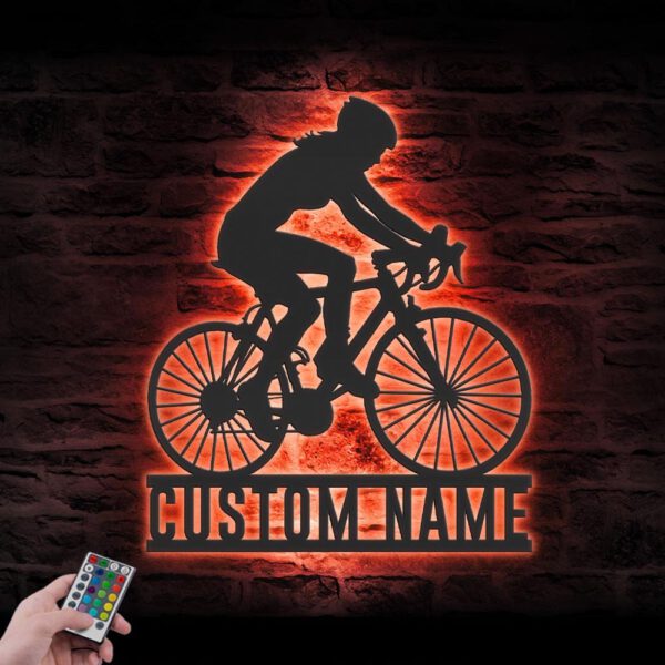 Custom-Girl-Road-Bike-Racing-Metal-Wall-Art-LED-Light-3