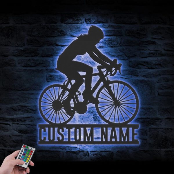 Custom-Girl-Road-Bike-Racing-Metal-Wall-Art-LED-Light-7