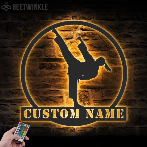 Custom-Girl-Taekwondo-Martial-Arts-Metal-Wall-Art-with-LED-Light-2