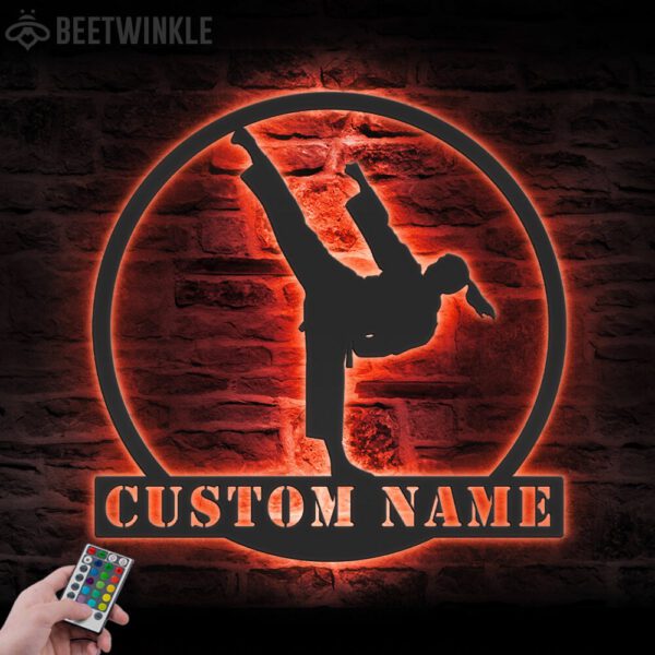 Custom-Girl-Taekwondo-Martial-Arts-Metal-Wall-Art-with-LED-Light-6