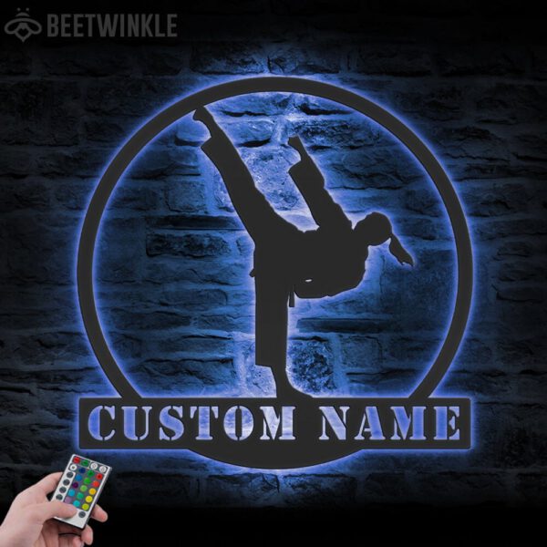 Custom-Girl-Taekwondo-Martial-Arts-Metal-Wall-Art-with-LED-Light