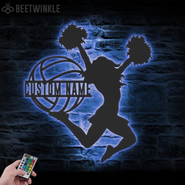 Custom-Girl-Volleyball-Cheerleading-Metal-Wall-Art-LED-Light-4