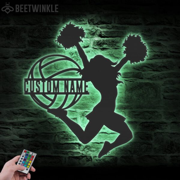 Custom-Girl-Volleyball-Cheerleading-Metal-Wall-Art-LED-Light-6