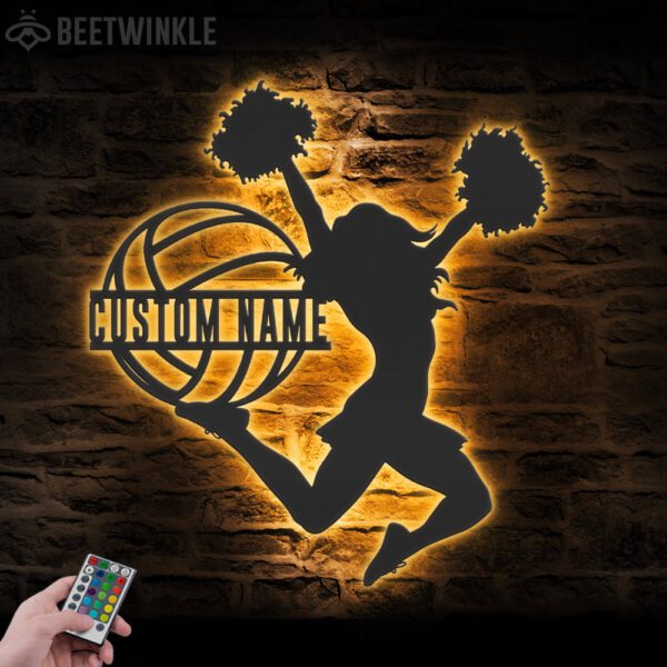 Custom-Girl-Volleyball-Cheerleading-Metal-Wall-Art-LED-Light-7