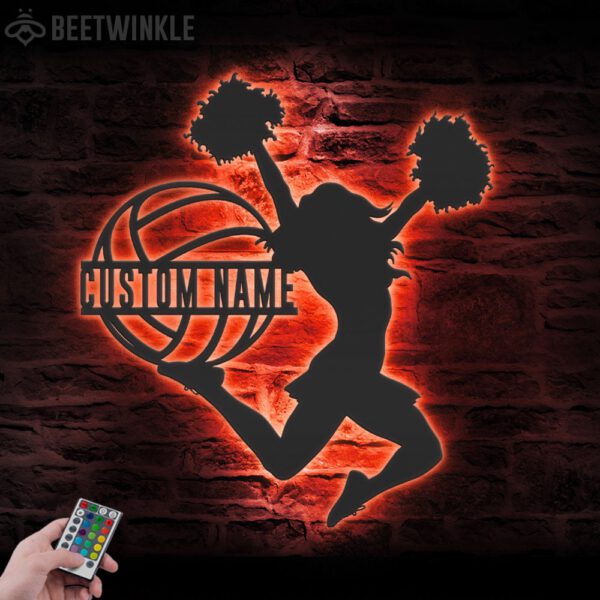 Custom-Girl-Volleyball-Cheerleading-Metal-Wall-Art-LED-Light-8