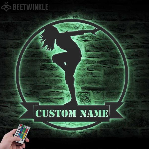 Custom-Girl-Zumba-Dancer-Metal-Wall-Art-LED-Light-4