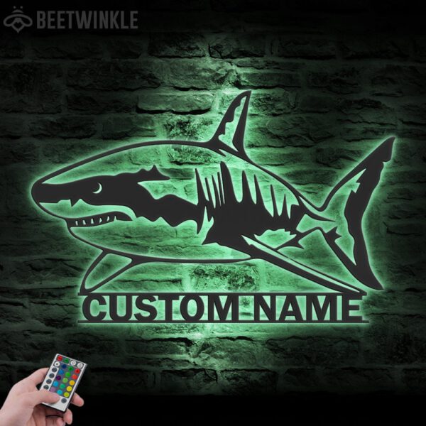 Custom-Great-White-Shark-Metal-Wall-Art-LED-Light-1