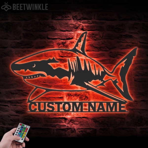 Custom-Great-White-Shark-Metal-Wall-Art-LED-Light-6-1