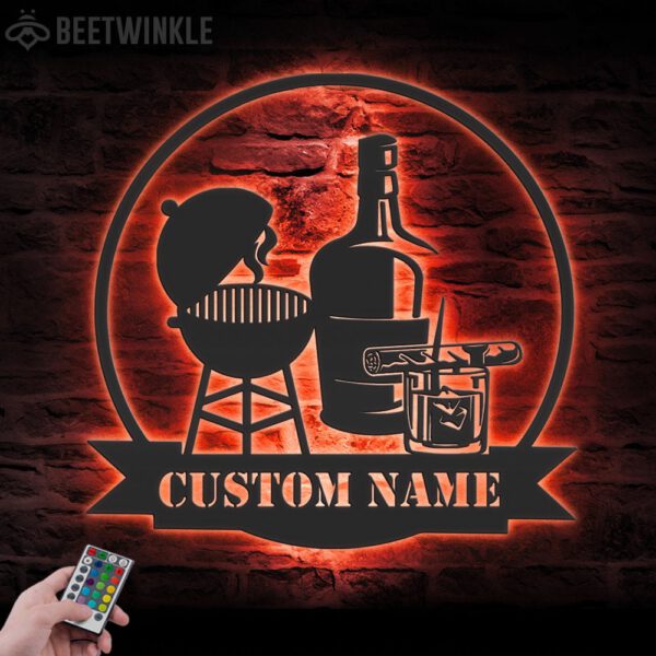 Custom-Grill-Bourbon-Cigar-Metal-Wall-Art-LED-Light-4