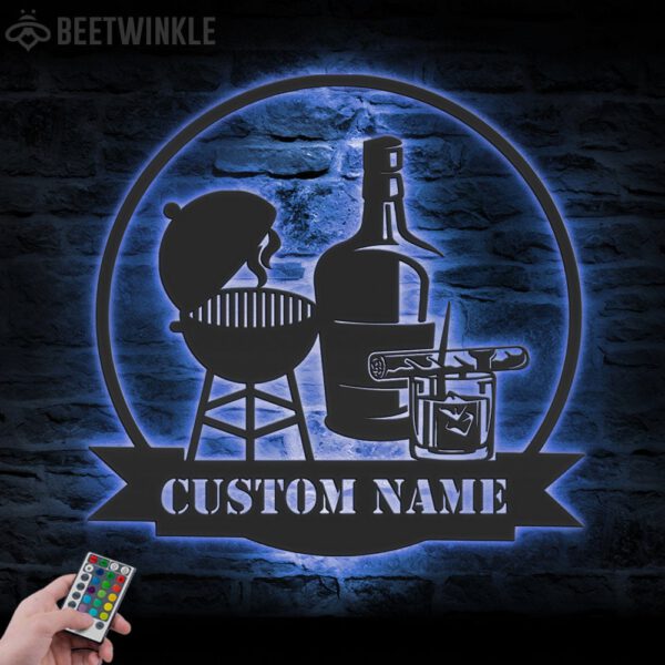 Custom-Grill-Bourbon-Cigar-Metal-Wall-Art-LED-Light-6