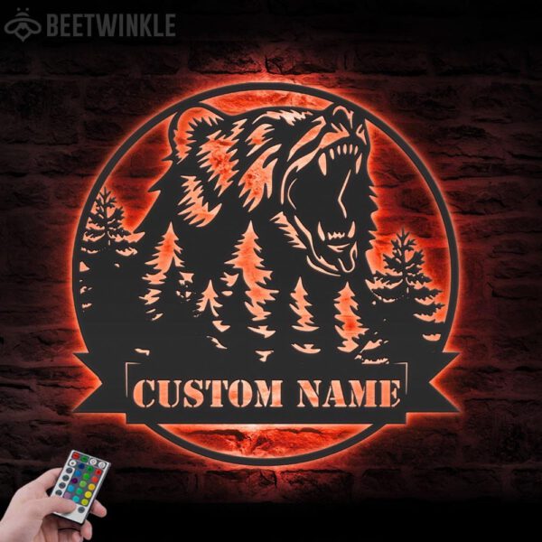 Custom-Grizzly-Bear-Metal-Wall-Art-LED-Light-6-1