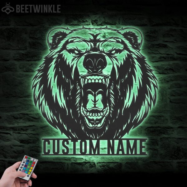 Custom-Grizzly-Bear-Metal-Wall-Art-LED-Light-8