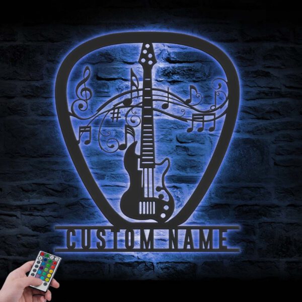 Custom-Guitar-Pick-Metal-Wall-Art-LED-Light-17