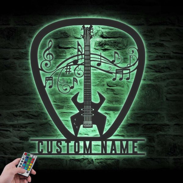 Custom-Guitar-Pick-Metal-Wall-Art-LED-Light