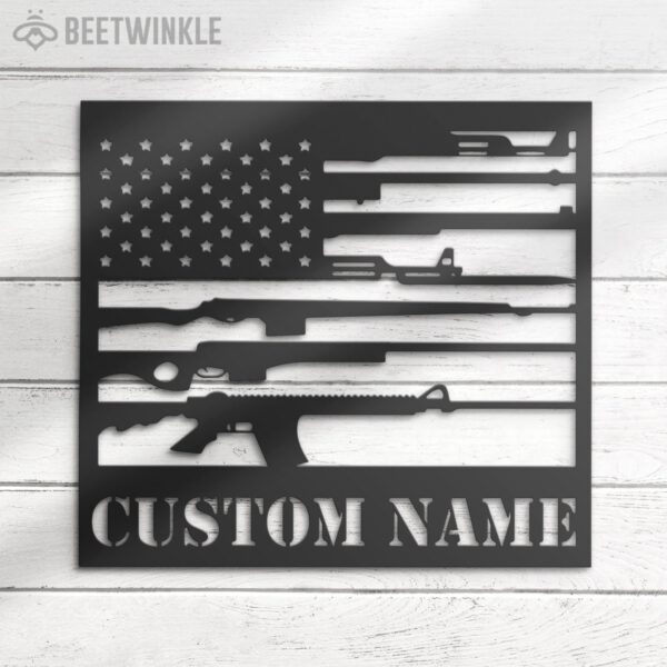 Custom-Gun-American-Flag-Metal-Wall-Art-LED-Light-2