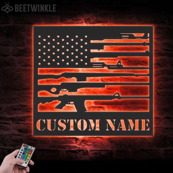 Custom-Gun-American-Flag-Metal-Wall-Art-LED-Light-3