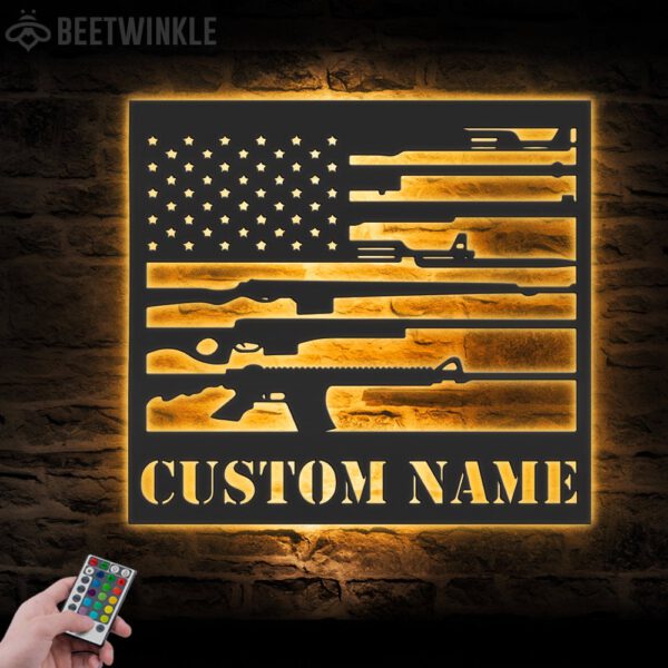 Custom-Gun-American-Flag-Metal-Wall-Art-LED-Light