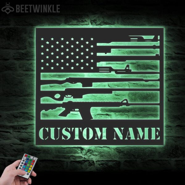 Custom-Gun-American-Flag-Metal-Wall-Art-LED-Light-7