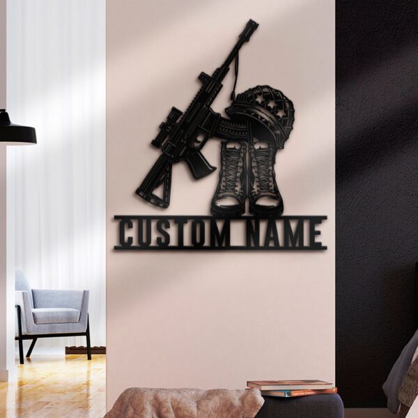 Custom-Gun-Boot-Helmet-Battle-Soldier-Metal-Wall-Art-LED-Light-4