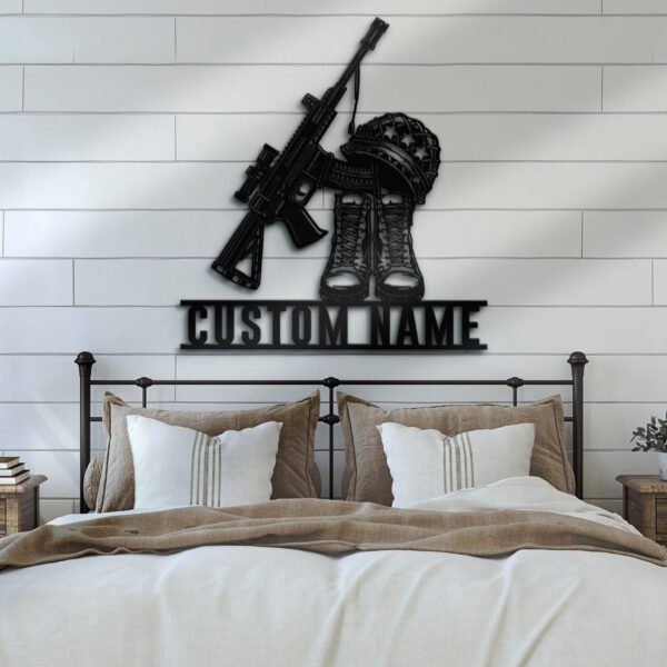 Custom-Gun-Boot-Helmet-Battle-Soldier-Metal-Wall-Art-LED-Light-6