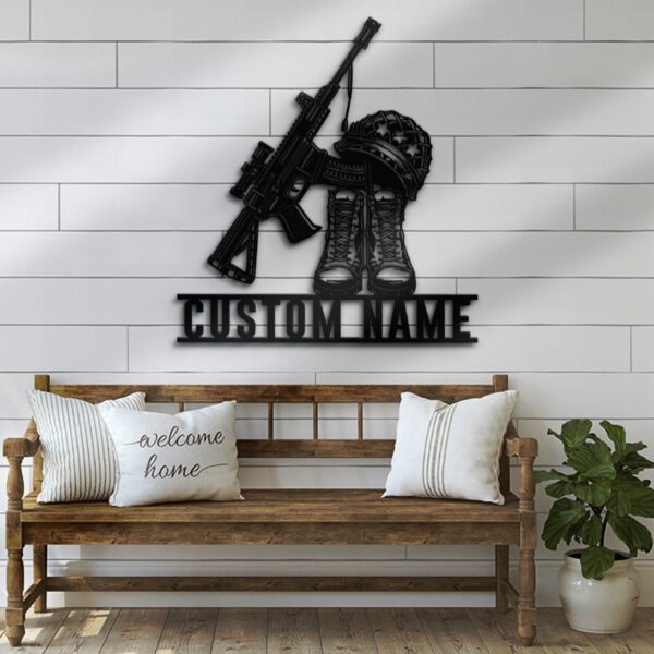 Custom-Gun-Boot-Helmet-Battle-Soldier-Metal-Wall-Art-LED-Light-7