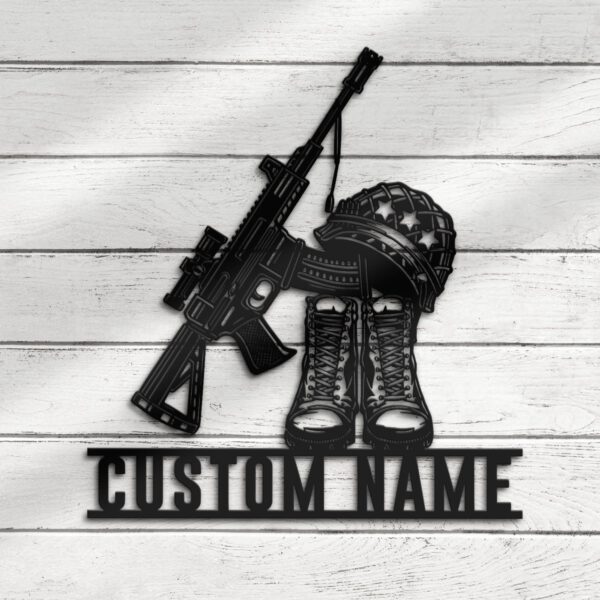 Custom-Gun-Boot-Helmet-Battle-Soldier-Metal-Wall-Art-LED-Light-8