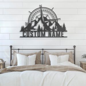 Custom-Half-Compass-Mountain-Forest-Metal-Wall-Art-LED-Light-3