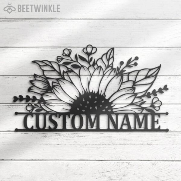 Custom-Half-Sunflower-Monogram-Metal-Wall-Art-LED-Light-5