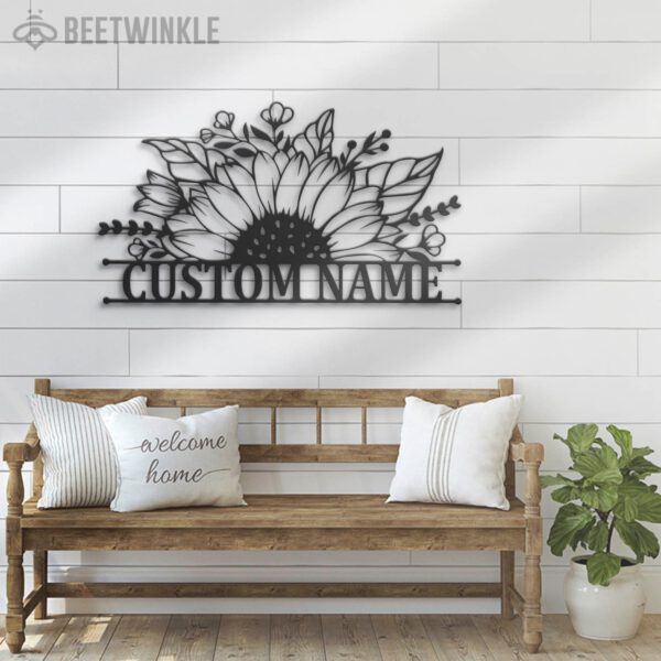 Custom-Half-Sunflower-Monogram-Metal-Wall-Art-LED-Light-6