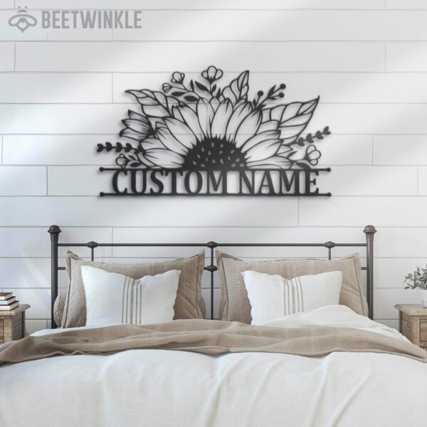 Custom-Half-Sunflower-Monogram-Metal-Wall-Art-LED-Light-7