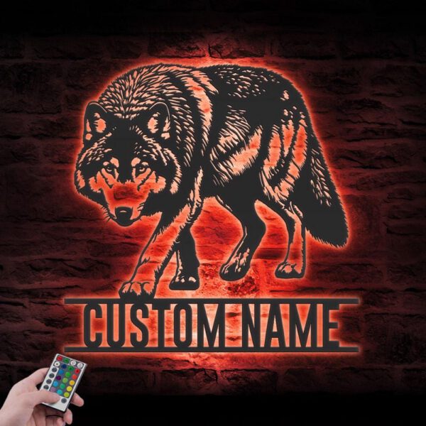 Custom-Halloween-Wolf-Metal-Wall-Art-LED-Light-7