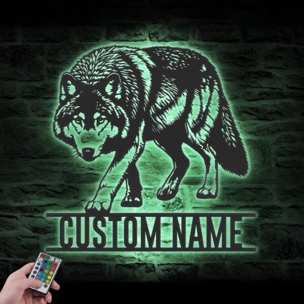 Custom-Halloween-Wolf-Metal-Wall-Art-LED-Light-8