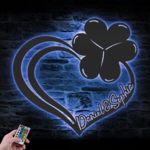 Custom-Heart-Shamrock-Metal-Wall-Art-LED-Light-2