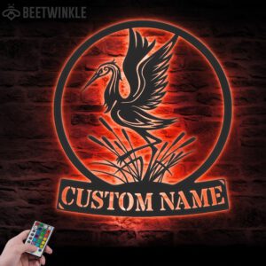 Custom-Heron-Bird-Metal-Wall-Art-LED-Light-3-1