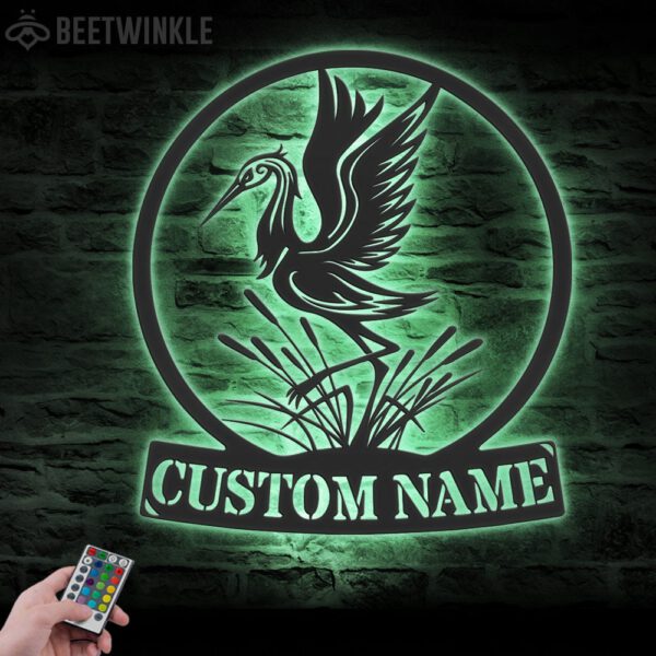 Custom-Heron-Bird-Metal-Wall-Art-LED-Light-8-1