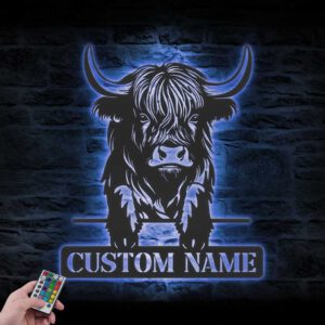 Custom-Highland-Cow-Farmhouse-Metal-Wall-Art-LED-Light-3