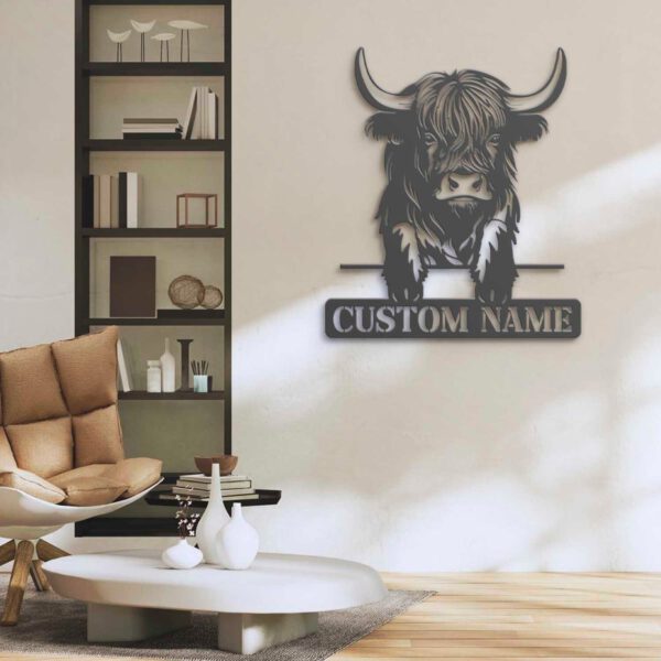 Custom-Highland-Cow-Farmhouse-Metal-Wall-Art-LED-Light-5