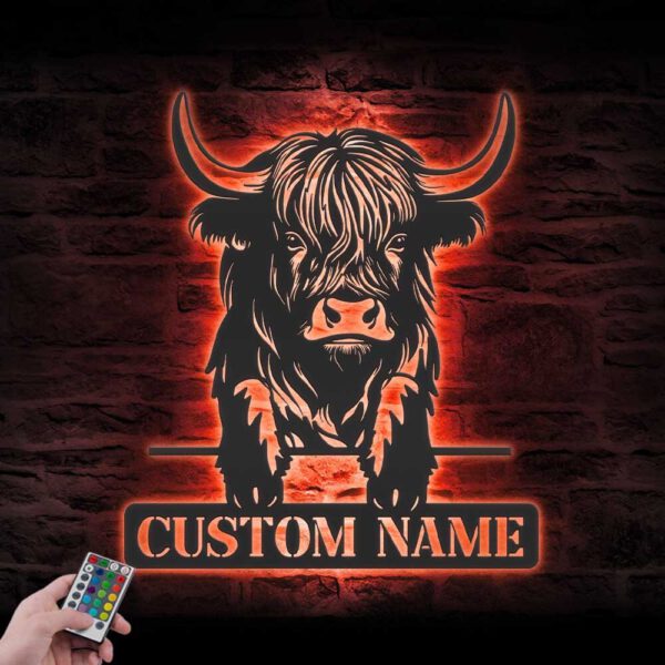 Custom-Highland-Cow-Farmhouse-Metal-Wall-Art-LED-Light-8