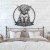 Custom-Highland-Cow-With-Flower-Metal-Wall-Art-LED-Light