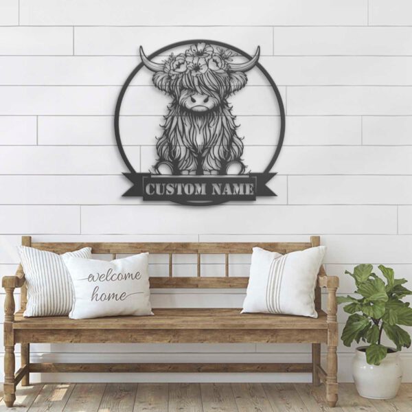 Custom-Highland-Cow-With-Flower-Metal-Wall-Art-LED-Light-6-1