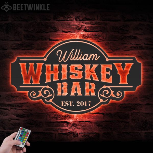 Custom-Home-Pub-Gin-Whiskey-Bar-Metal-Wall-Art-LED-Light-7-2