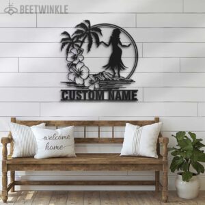 Custom-Hula-Dancer-Hawaiian-Flower-Scene-Metal-Wall-Art-LED-Light-3