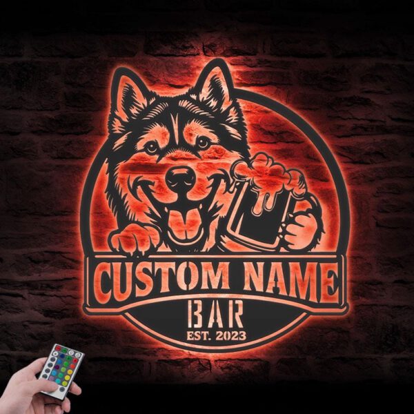 Custom-Husky-Malamute-Mix-Thirsty-Beer-Pub-Metal-Wall-Art-LED-Light_2