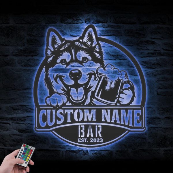 Custom-Husky-Malamute-Mix-Thirsty-Beer-Pub-Metal-Wall-Art-LED-Light_5